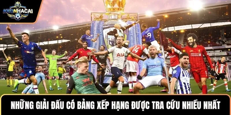 Những giải đấu có bảng xếp hạng được tra cứu nhiều nhất
